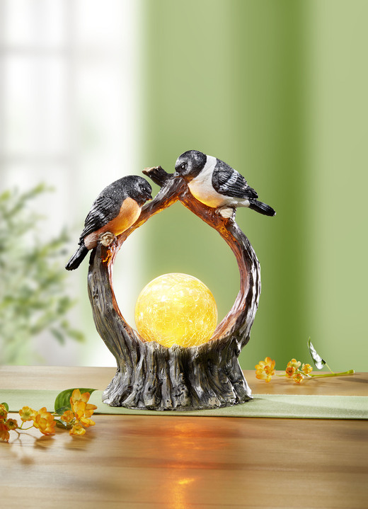 Woonaccessoires - Verlichte decoratie met vogels, in Farbe BRUIN-ORANJE-ZWART