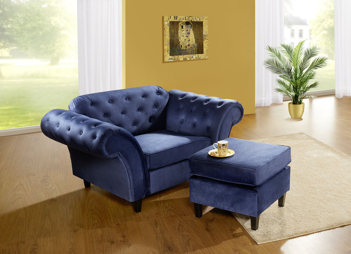Polstergruppen - Dreisitzer, in Farbe BLAU, in Ausführung Hocker Ansicht 1