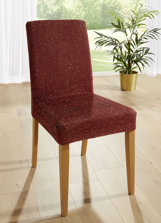 Grand foulards - Stretch stoelhoes met glansgaren, in Farbe BORDEAUX Ansicht 1