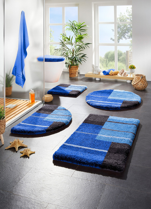 Badmatten - Badmat met antisliprug van Grund, in Größe 100 (Matje, halfrond 50/80 cm) bis 112 (Toiletdekselafdekking 47/50 cm), in Farbe BLAU Ansicht 1