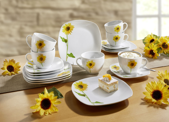 Geschirr - Kaffee-Service, 18-teilig „SAN REMO“- (Sonnenblume), in Farbe GELB-GRÜN Ansicht 1