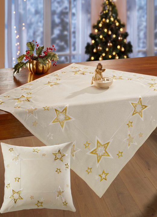 Tischdecken - Deckchen, in Größe 101 (Deckchen, 35x 50 cm) bis 404 (Kissenbezug, 40x 40 cm), in Farbe CREME-GOLD Ansicht 1