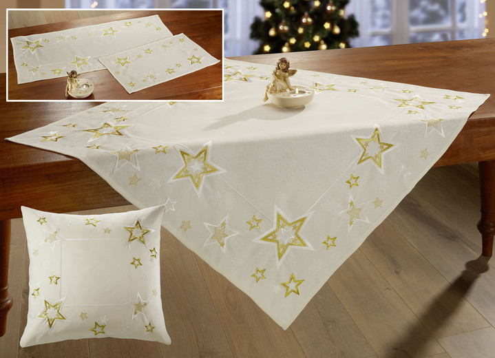 Tischdecken - Deckchen, in Größe 101 (Deckchen, 35x 50 cm) bis 404 (Kissenbezug, 40x 40 cm), in Farbe CREME-GOLD Ansicht 1