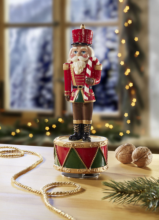 Weihnachtliche Dekorationen - Spieluhr „Nussknacker“, in Farbe ROT-GRÜN-WEISS