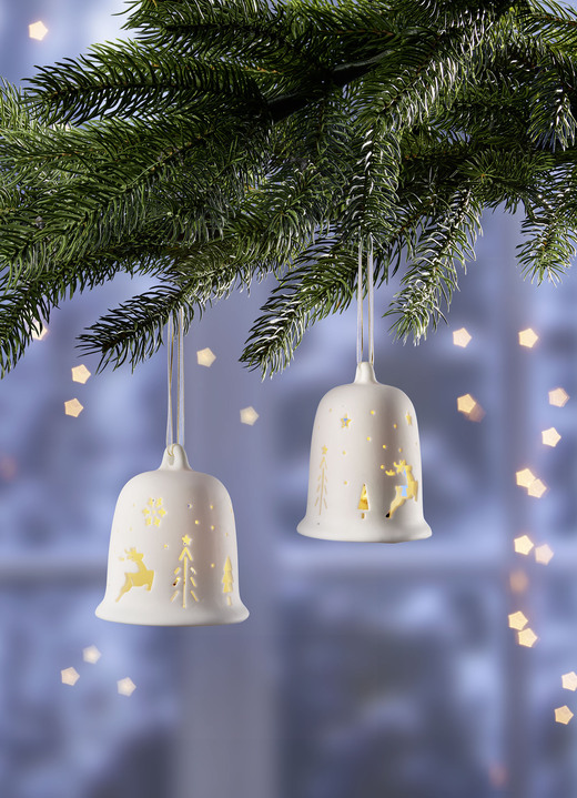 Kerstdecoraties - LED-kerstbel, set van 2, in Farbe CREMEWEISS