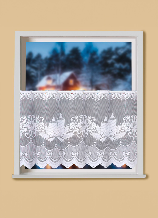 Kurzgardinen - Kurzstore, in Größe 860 (H50xB102 cm) bis 872 (H50xB138 cm), in Farbe WEISS Ansicht 1