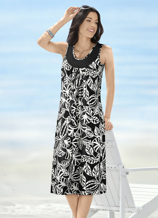 Strandjurken - Klaus Models-jurk met briljant kleurenprintontwerp, in Größe 040 bis 060, in Farbe SCHWARZ-WEISS