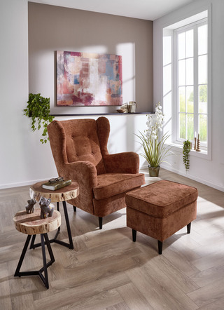 Ohrenbackensessel m.Hocker