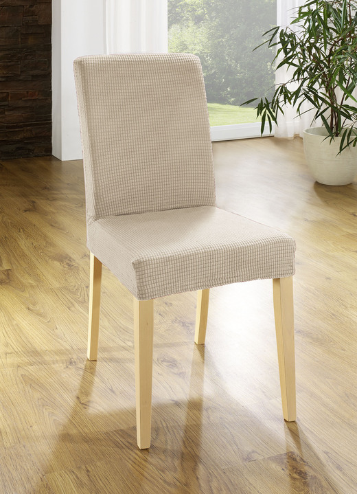 Grand foulards - Bi-elastische stretchhoezen van microvezel, in Größe 101 (Stoelhoes) bis 106 (Stoelhoes), in Farbe BEIGE Ansicht 1