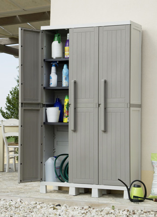 Geräteschrank Groß, grau, 3-türig