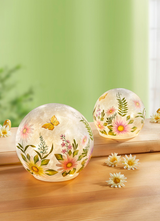 - Verlichte ballen, set van 2, gemaakt van glas, in Farbe KLEURRIJK