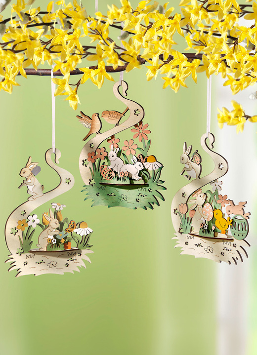 Pasen - Hangers, set van 3, in Farbe NATUURLIJK GROEN-GEEL