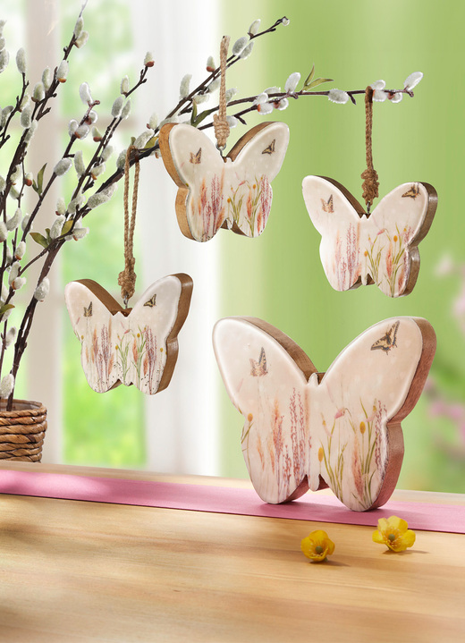 Pasen - Decoratieve vlinder gemaakt van mangohout, in Farbe NATUURLIJK WIT, in Ausführung decoratieve vlinder