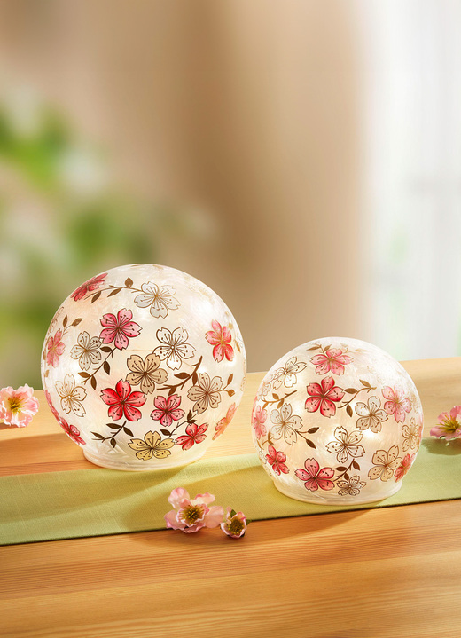 Woonaccessoires - Verlichte bol, set van 2, in Farbe ROSA-WEISS