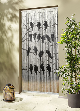 Bamboe gordijn met vogelmotief