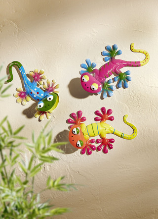 Wanddecoratie "Gekko", set van 3