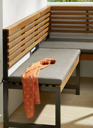Auflagen-Set für Balkon-Eckbank, Holz/Alu