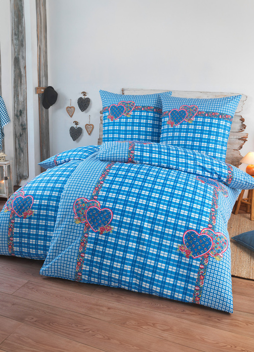 Dobnig - Bettwäsche-Set, 4-teilig, in Größe 411 (2x 40x80 cm + 2x 135x200 cm) bis 412 (2x 80x80 cm + 2x 135x200 cm), in Farbe BLAU Ansicht 1