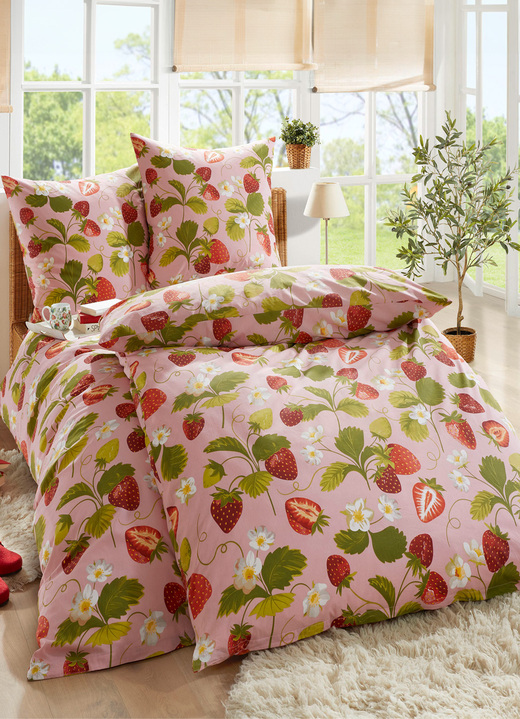 Bettwäschegarnituren - Bettwäsche-Garnitur, in Größe 112 (80x80 cm + 135x200 cm) bis 115 (80x80 cm + 155x220 cm), in Farbe ROSE