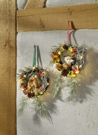 Verlichte wandkrans, set van 2