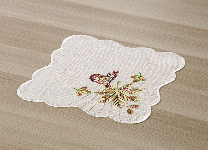 Tafellakens - Hoogwaardige tafel- en kamerdecoratie in linnenlook, in Größe 125 (doily, 26x26 cm) bis 404 (Kussensloop, 40 x 40 cm), in Farbe NATUR-BUNT Ansicht 1