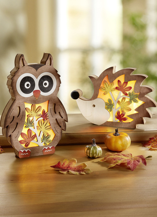 Woonaccessoires - Verlichte houten figuren, set van 2, in Farbe BRAUN-ORANGE