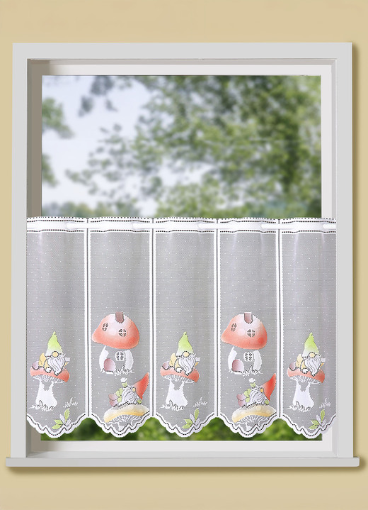 Kurzgardinen - Kurzstore, in Größe 820 (H50xB 90 cm) bis 828 (H50xB150 cm), in Farbe WEISS-BUNT