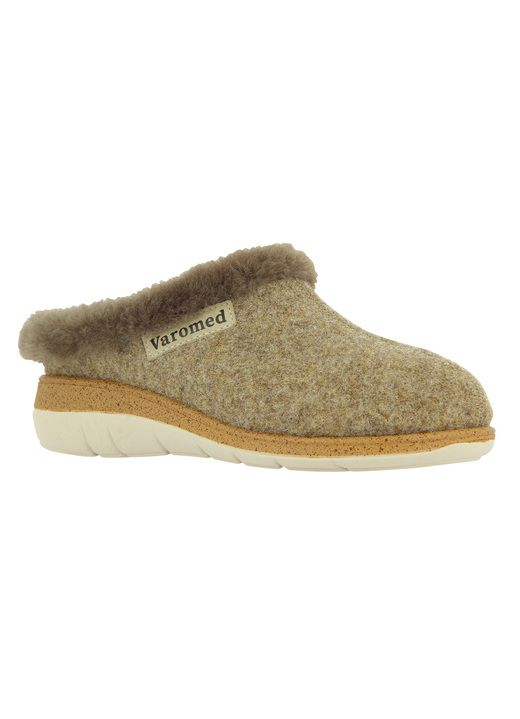 Gezondheidsschoenen - Pantoffels met lamsvachtkraag, in Größe 036 bis 042, in Farbe BRAUN Ansicht 1