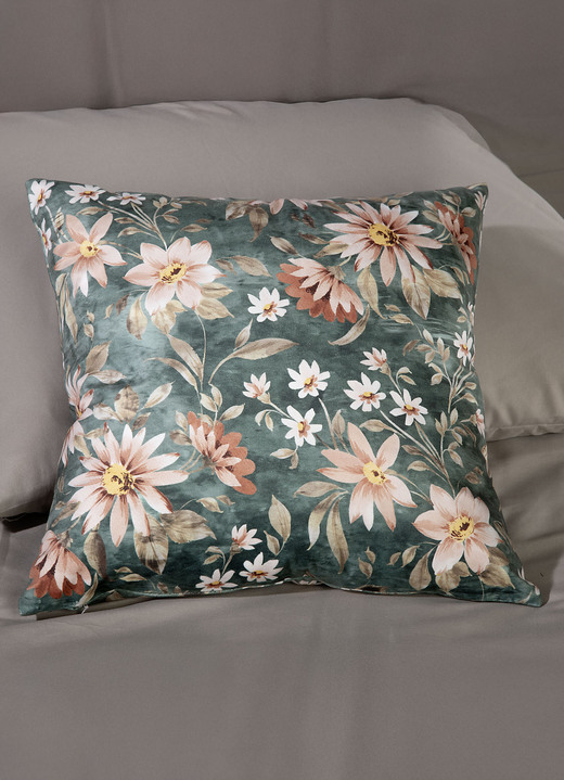 Decoratiekussens & slopen - Kussensloop met fluweellook, in Farbe GROEN-MULTICOLOR Ansicht 1