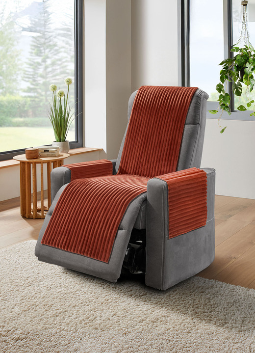 Grand foulards - Fauteuil- en bankbeschermers met antislipcoating, in Größe 101 (fauteuilbeschermer, 50 x 140 cm) bis 910 (kussenhoes, 48x 48 cm), in Farbe TERRA Ansicht 1