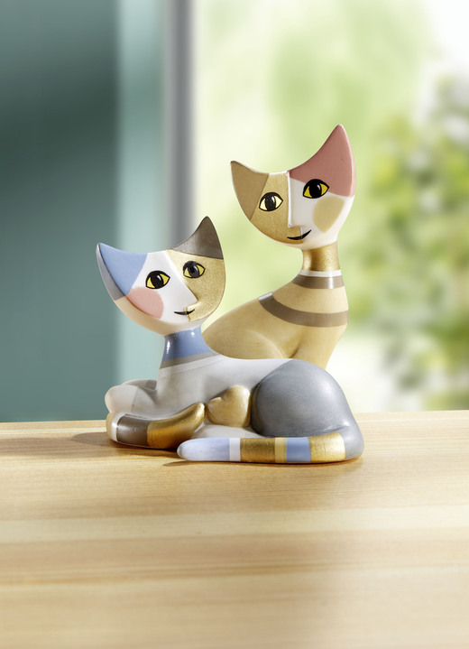 Beeldjes - Goebel kattenpaar Kaja en Mika van biscuitporselein, in Farbe BUNT