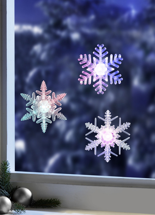 - Beleuchtete 3D-Schneeflocken, 3er-Set, in Farbe BUNT