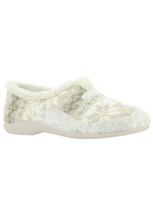 Huisschoenen - Gezellige pantoffels met uitneembaar voetbed, in Größe 036 bis 042, in Farbe CREME Ansicht 1
