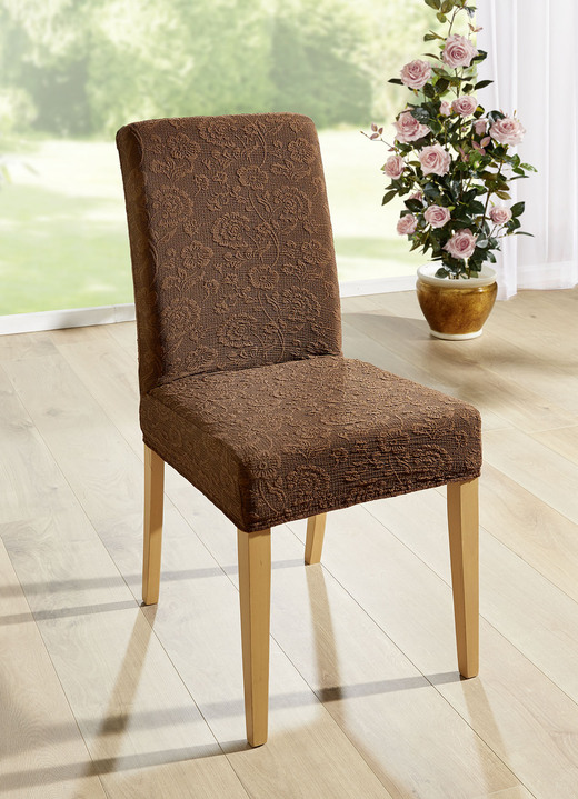 Sessel- & Sofaüberwürfe - Stuhlbezug, in Größe 106 (Stuhlbezug) bis 112 (Stuhlbezug, preisgünstiges 2er-Set), in Farbe BRAUN Ansicht 1