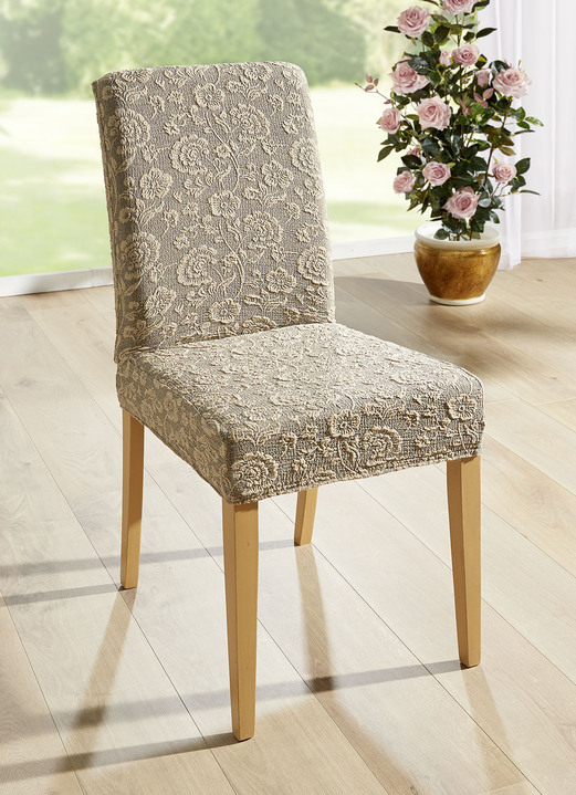 Sessel- & Sofaüberwürfe - Stuhlbezug, in Größe 106 (Stuhlbezug) bis 112 (Stuhlbezug, preisgünstiges 2er-Set), in Farbe STEIN Ansicht 1