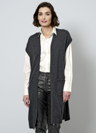 Lang gebreid kasjmier vest