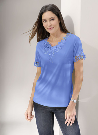 Shirt met bloemenkant in 5 kleuren