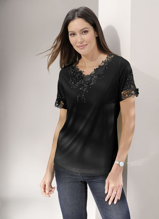 Shirt met bloemenkant in 5 kleuren
