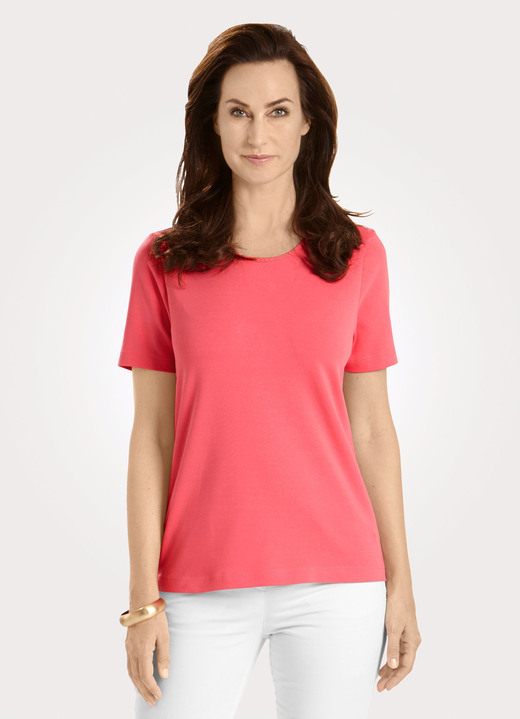 Shirts - Comfortabel shirt in 7 kleuren, in Größe 038 bis 052, in Farbe KORALLE Ansicht 1