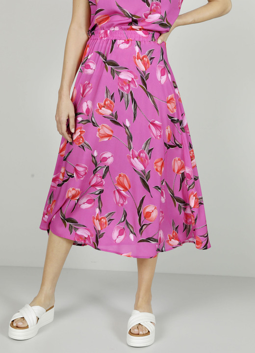 Multicolor - Rok met bloemenmotief, in Größe 020 bis 046, in Farbe ROZE-GROEN Ansicht 1
