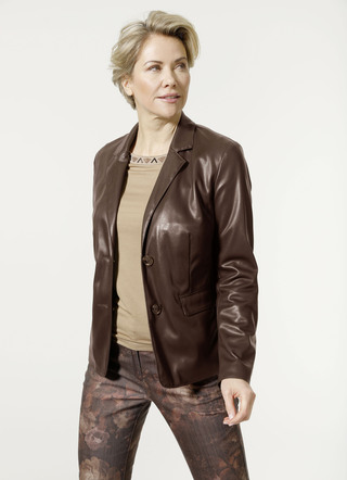Blazer van imitatie nappa leer