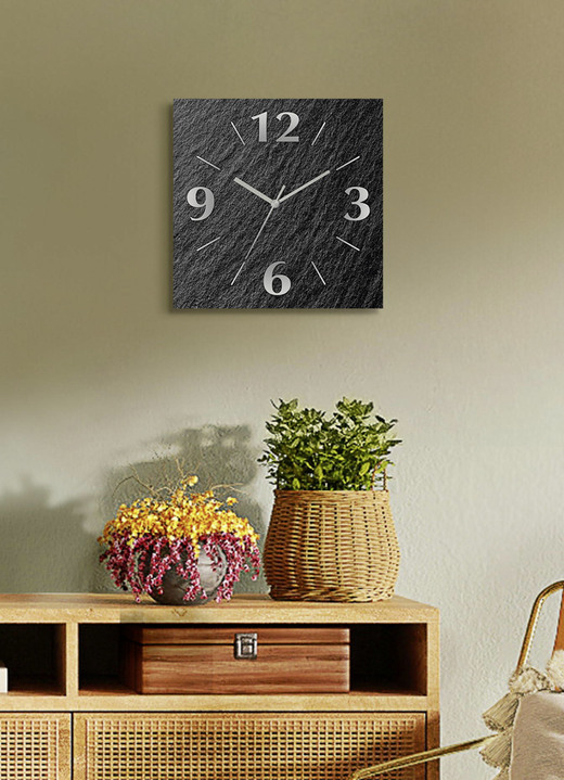 Uhren - Hochwertige Wanduhr in Schiefer-Optik, in Farbe ANTHRAZIT, in Ausführung Mit Quarzuhrwerk Ansicht 1