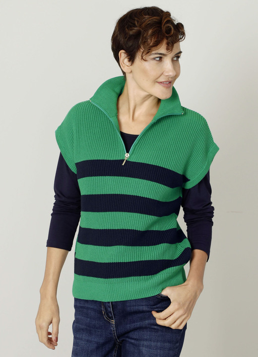 Spencer - Sweatervest in pareltand Spencer - Sweatervest in pareltand, in Größe 038 bis 052, in Farbe JADEGRÜN-MARINE