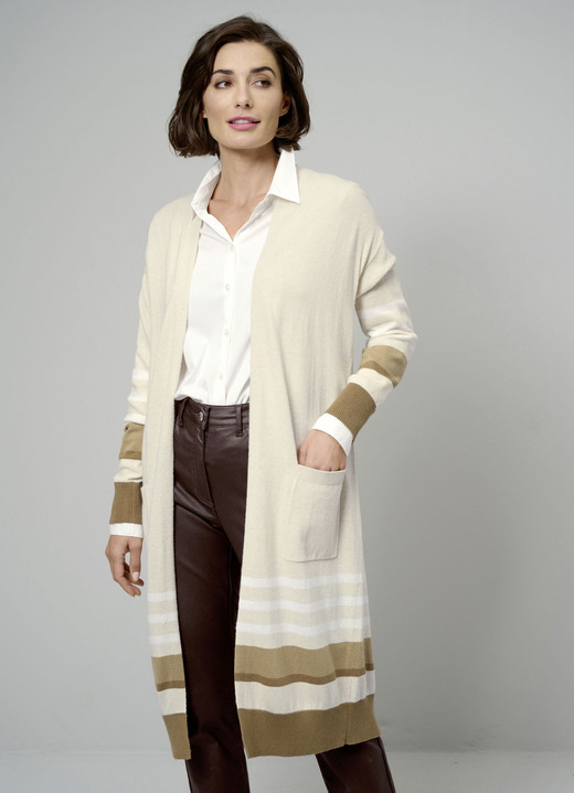 Strickjacken - Long-Strickjacke, in Größe 038 bis 052, in Farbe SAND-BRAUN Ansicht 1