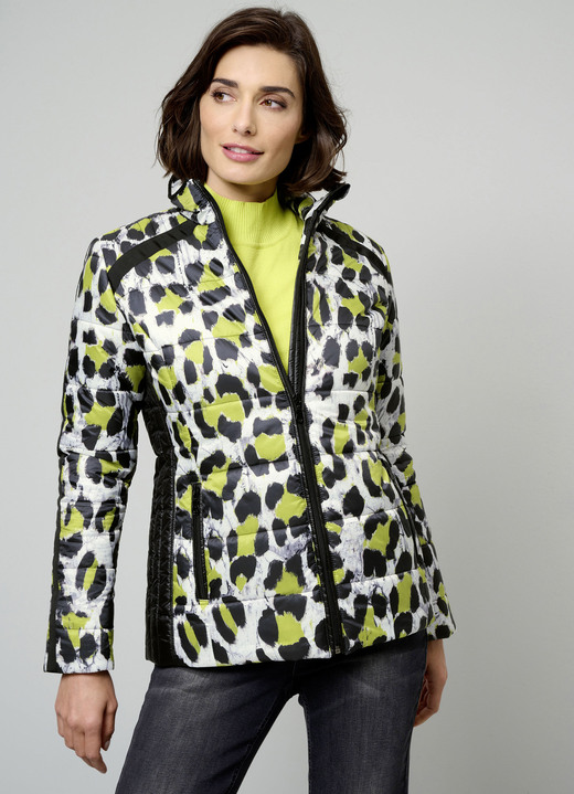 Kurz - Steppjacke, in Größe 038 bis 052, in Farbe WEISS-SCHWARZ-GELB Ansicht 1