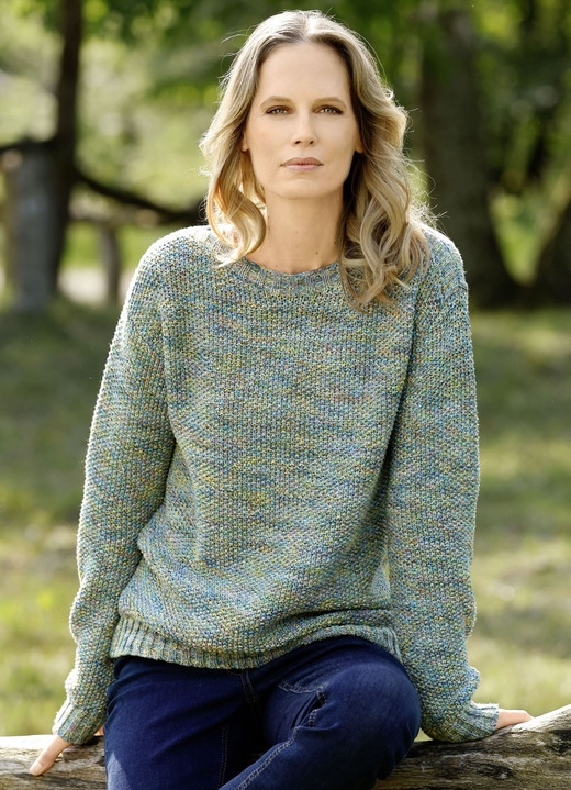 Langarm - Pullover Langarm - Pullover, in Größe 038 bis 052, in Farbe HELLGRÜN-GELB-MULTICOLOR