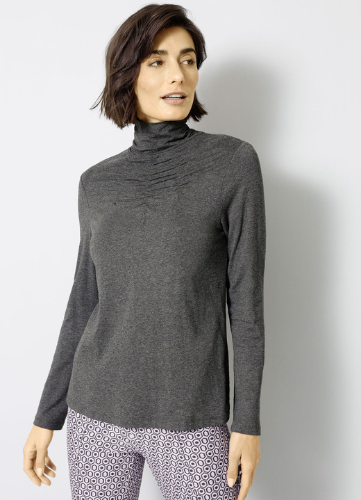 Shirts - Shirt met ruches in 5 kleuren, in Größe 038 bis 052, in Farbe ANTRACIET Ansicht 1