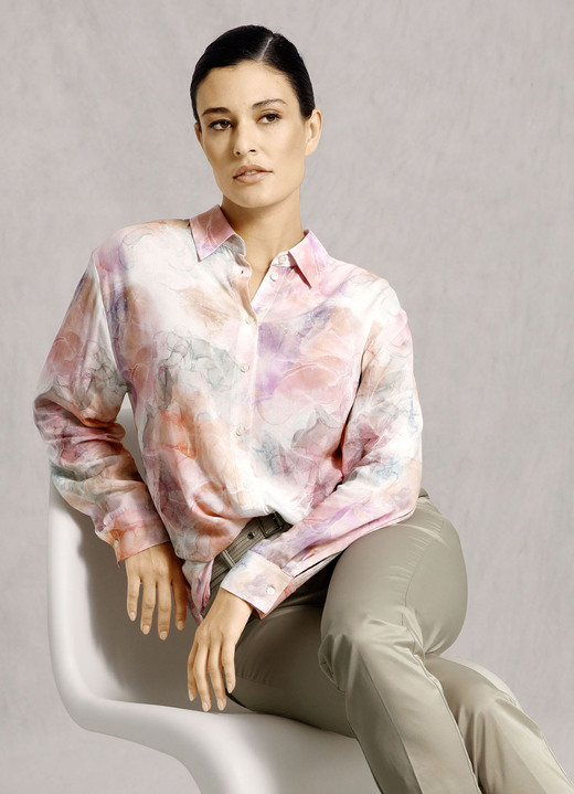 Lange mouw - Overhemdblouse met een geweldig all-over-design Lange mouw - Overhemdblouse met een geweldig all-over-design, in Größe 038 bis 052, in Farbe MULTICOLOR