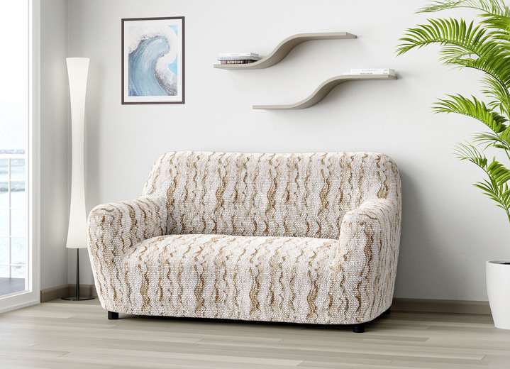 Woonaccessoires - Stretchhoezen, in Größe 101 (Sesselbezug) bis 106 (Stuhlbezug), in Farbe BEIGE Ansicht 1