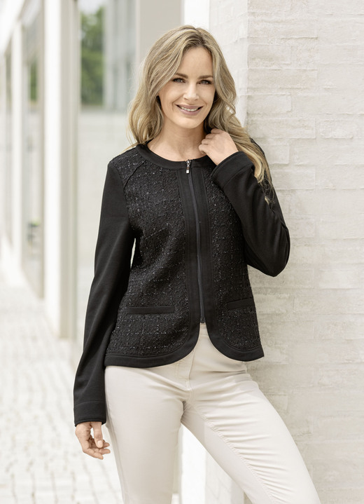 Blouses - Blousejasje met decoratieve bies Blouses - Blousejasje met decoratieve bies, in Größe 036 bis 050, in Farbe SCHWARZ
